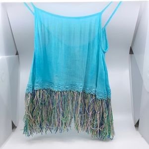 Cute summer blue fringe top